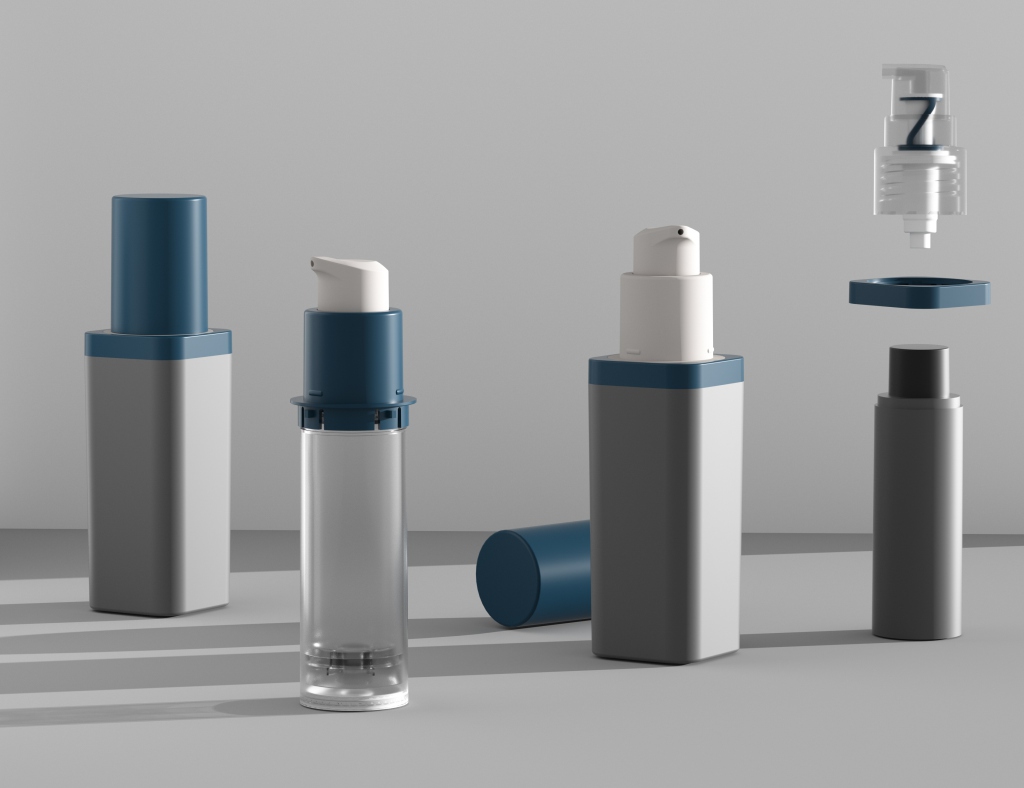 Refillable airless bottle with replaceable cartridge
